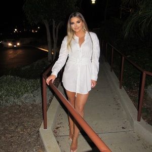 Mini white shirt dress